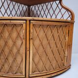 Vintage corner bookcase in bamboo and rattan 1960s