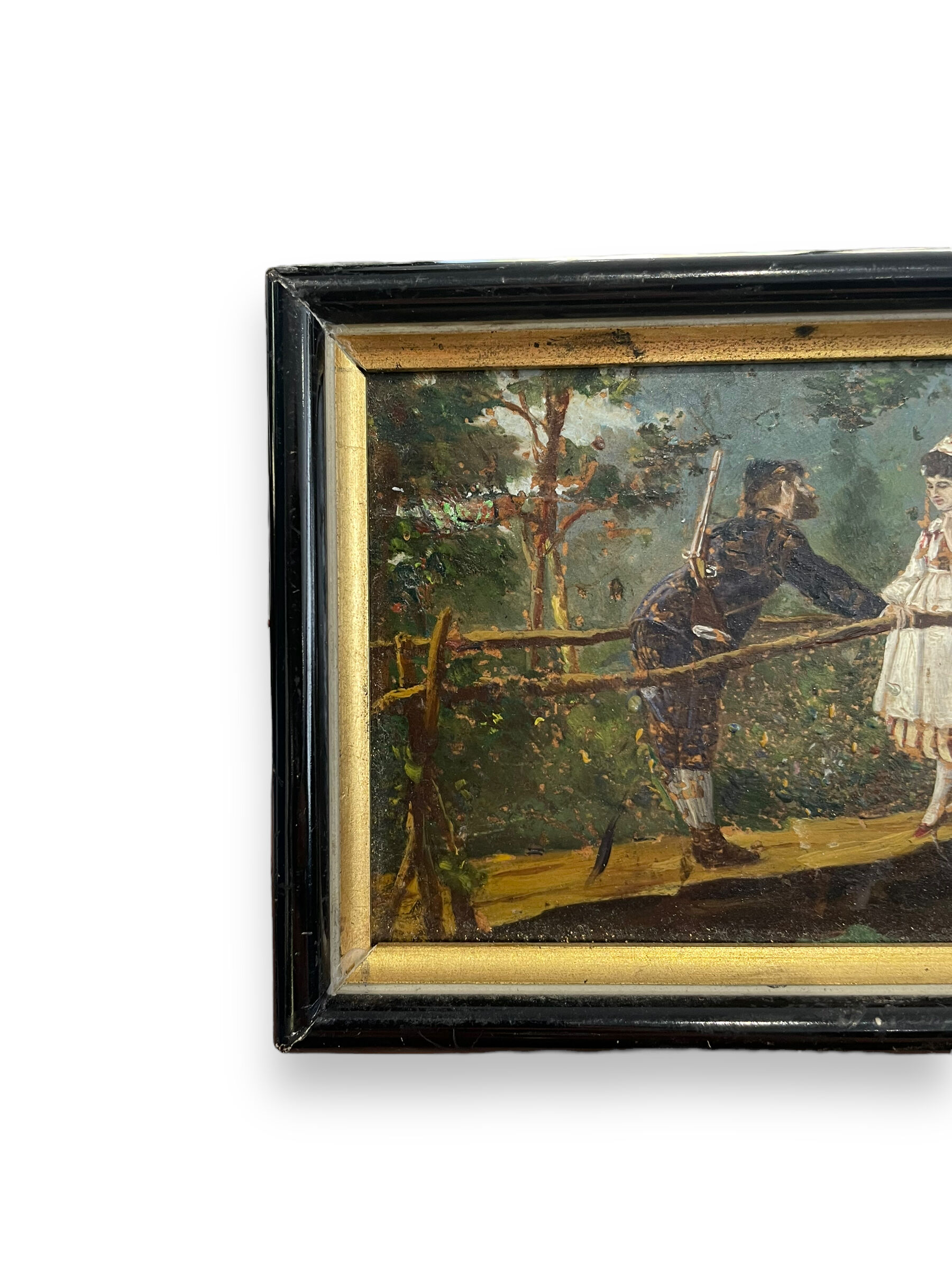 Oil on panel XIXth gallant scene