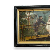 Oil on panel XIXth gallant scene