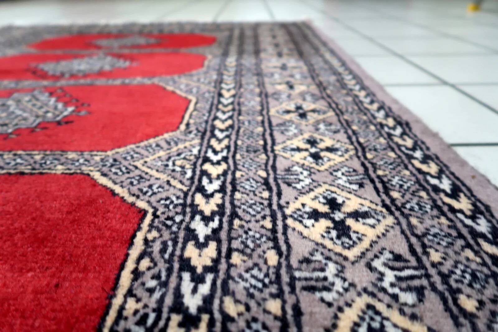 Vintage Uzbek Bukhara rug 92cm x 140cm 1960s