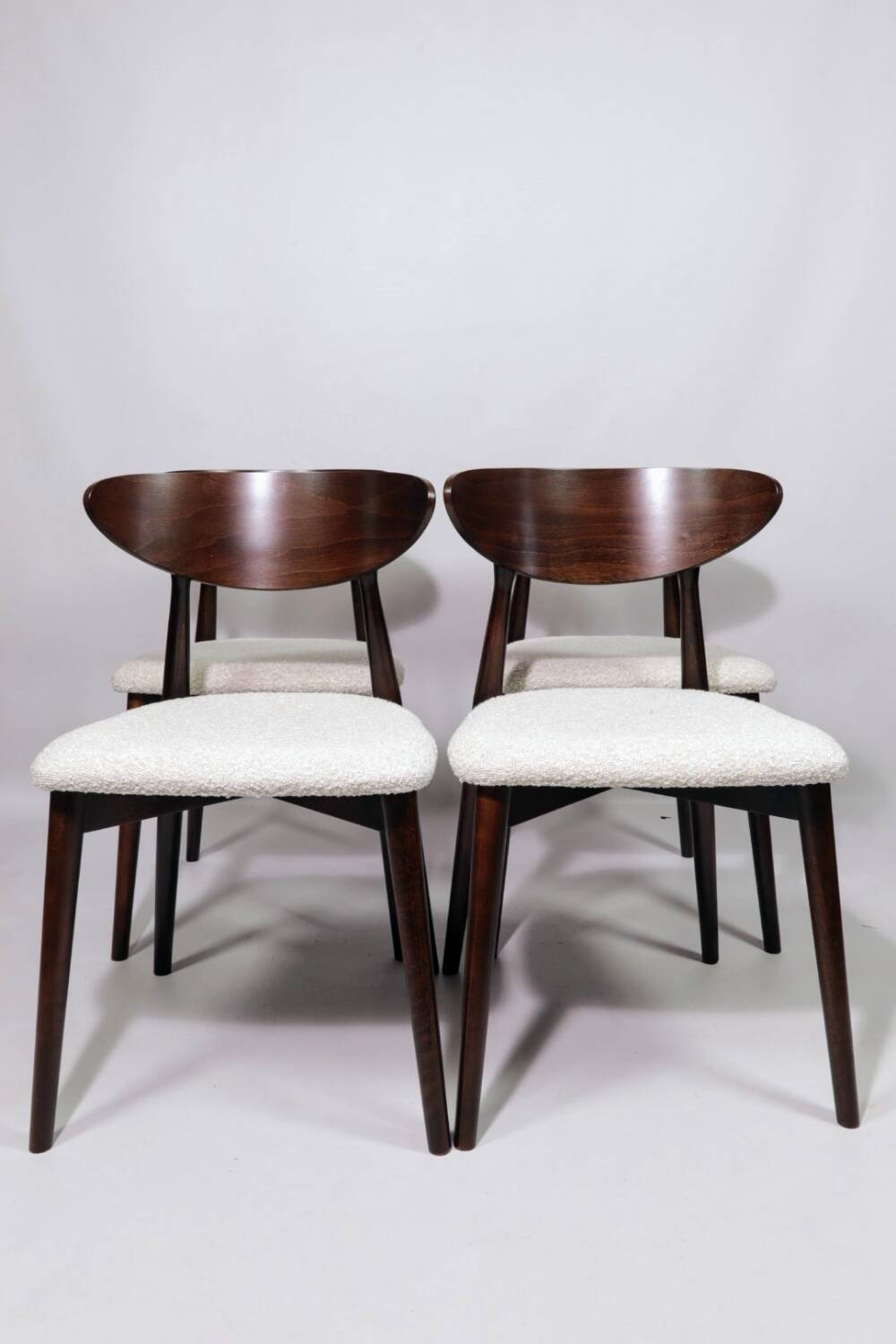 Vintage dining chairs set of 6 pearl bouclé