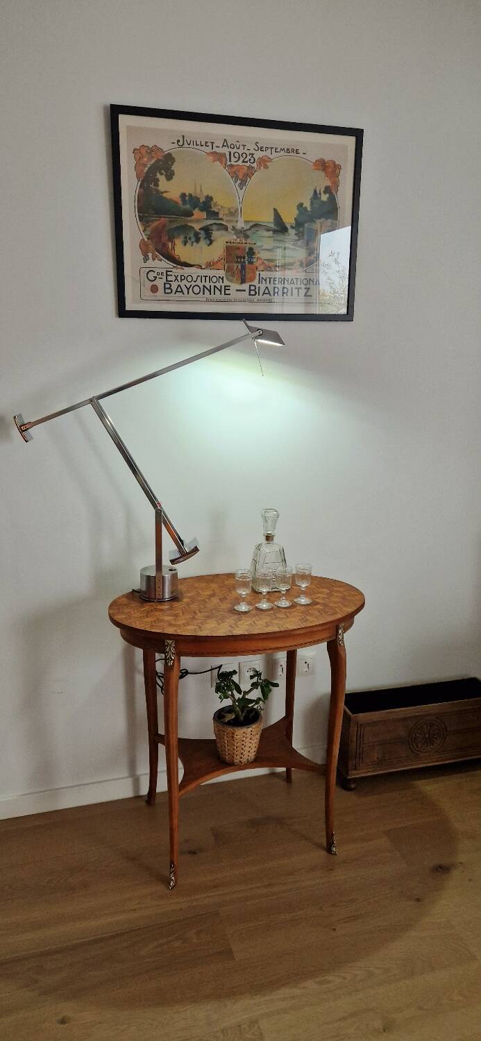 Mid-20th century marquetry pedestal table