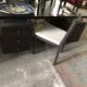 Flat desk with laminated wooden boxes, vintage from the 80s. State of use