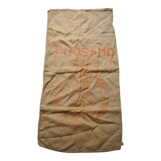 Old jute canvas bag phosamo fertilizer