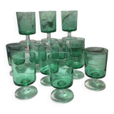 12 Vintage cavalier glasses green color ht 9 cm luminarc France