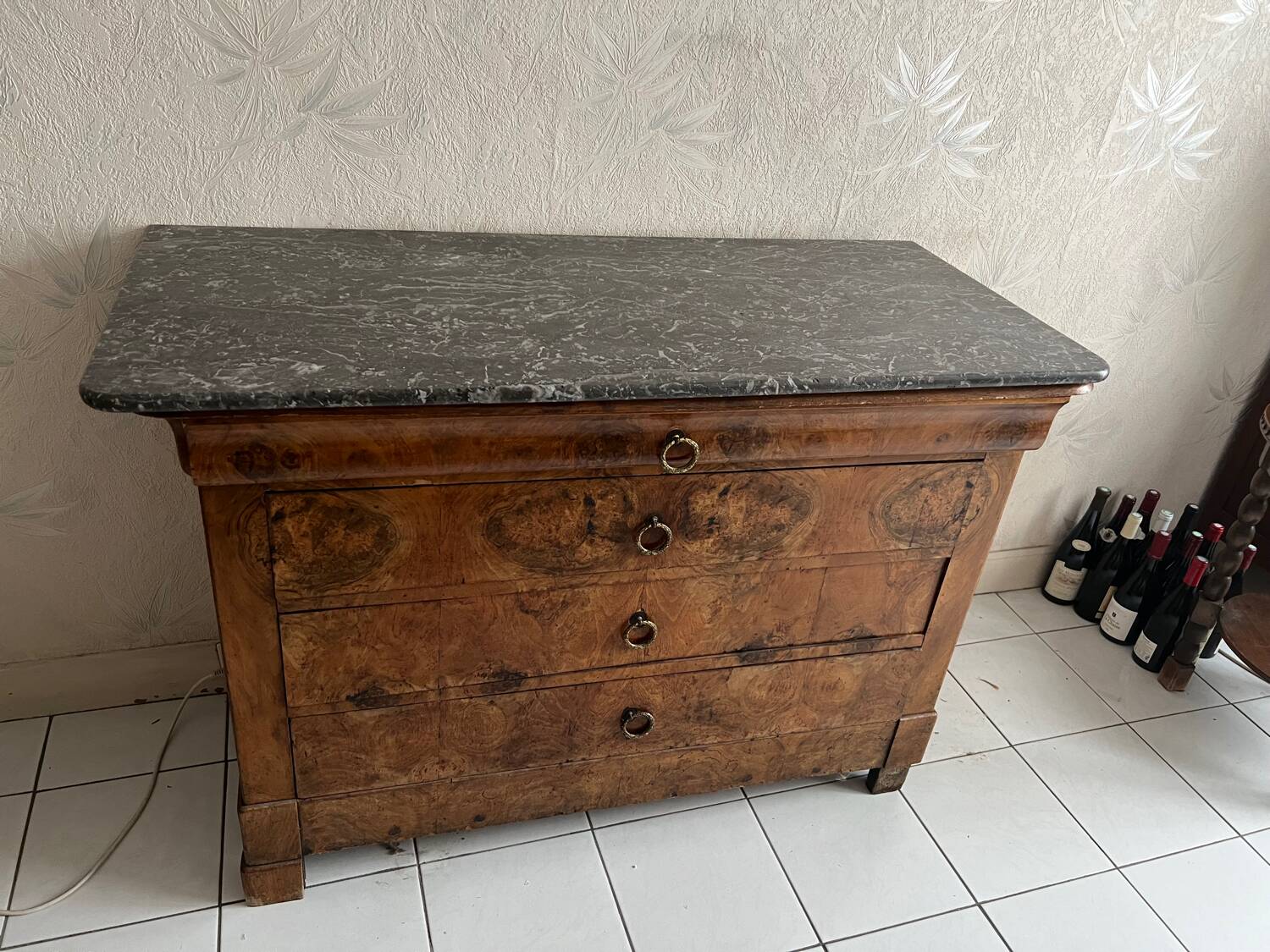 Chest of drawers with marble top