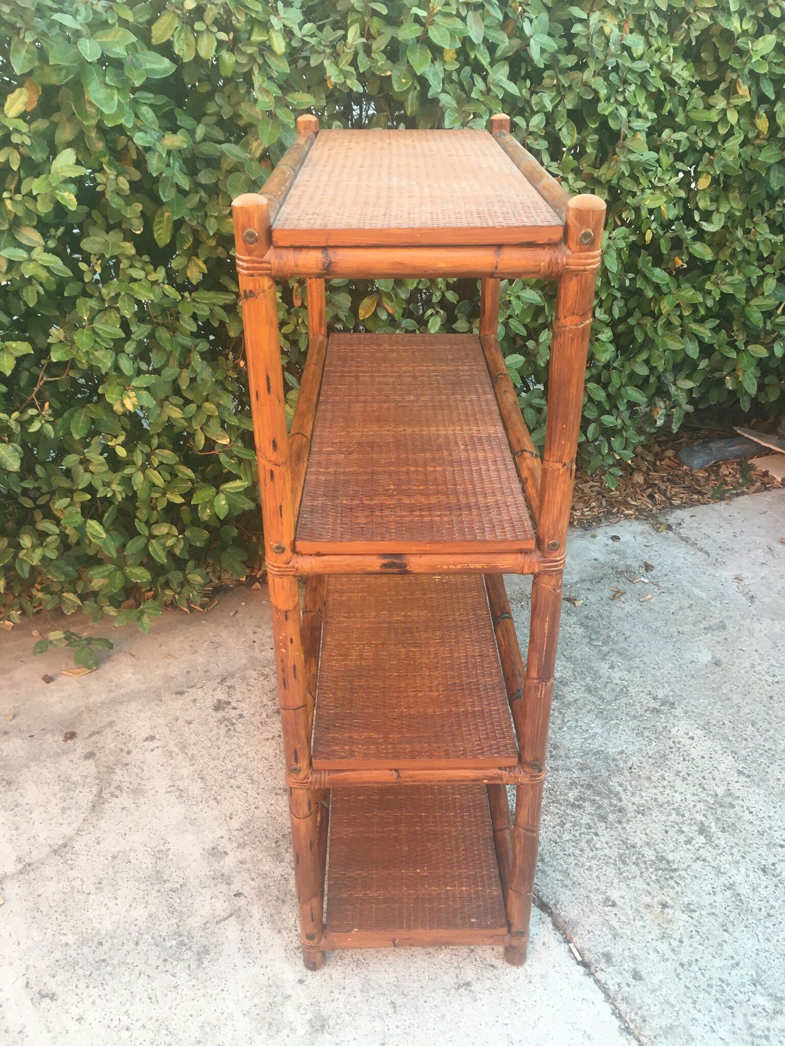 Vintage rattan and bamboo shelf