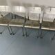 Chaises de salle à manger françaises Memphis Architectural en acier inoxydable, lot de 4, années 1980