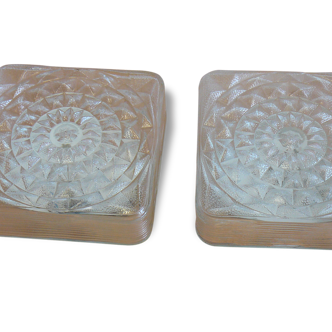 Pair of wall ceiling in cast glass