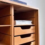 Vintage tambour cabinet - archive in oak