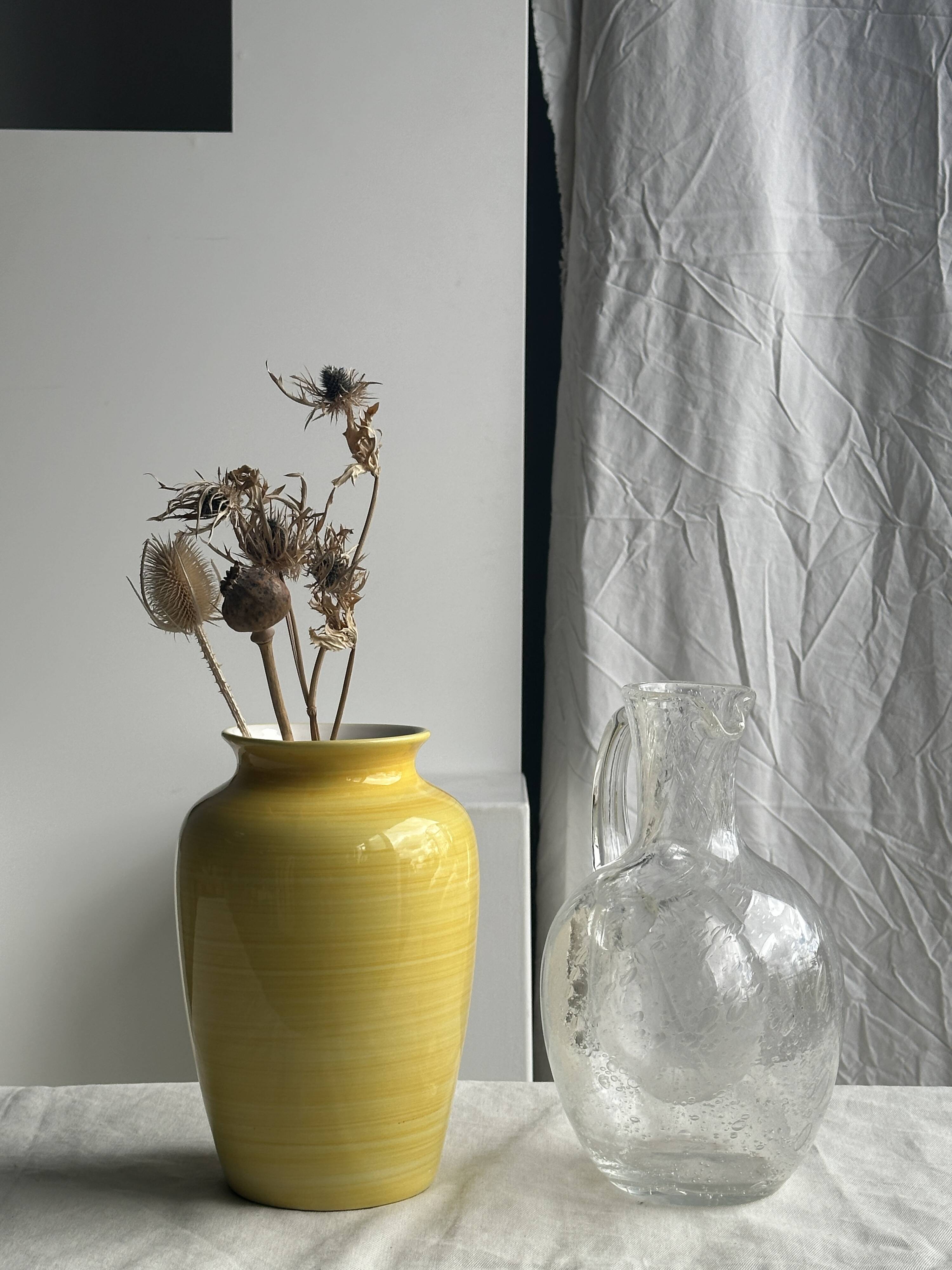 Large blown glass carafe with ice cube compartment Biot