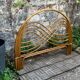 Rattan and leather headboard 140cm vintage 1970