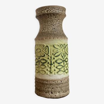 Vase style fat lava et fleurs en relief west germany