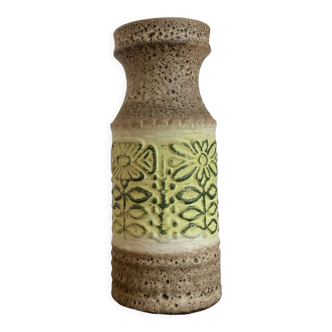 Vase style fat lava et fleurs en relief west germany