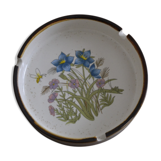 Ashtray in sandstone with flowers and bee