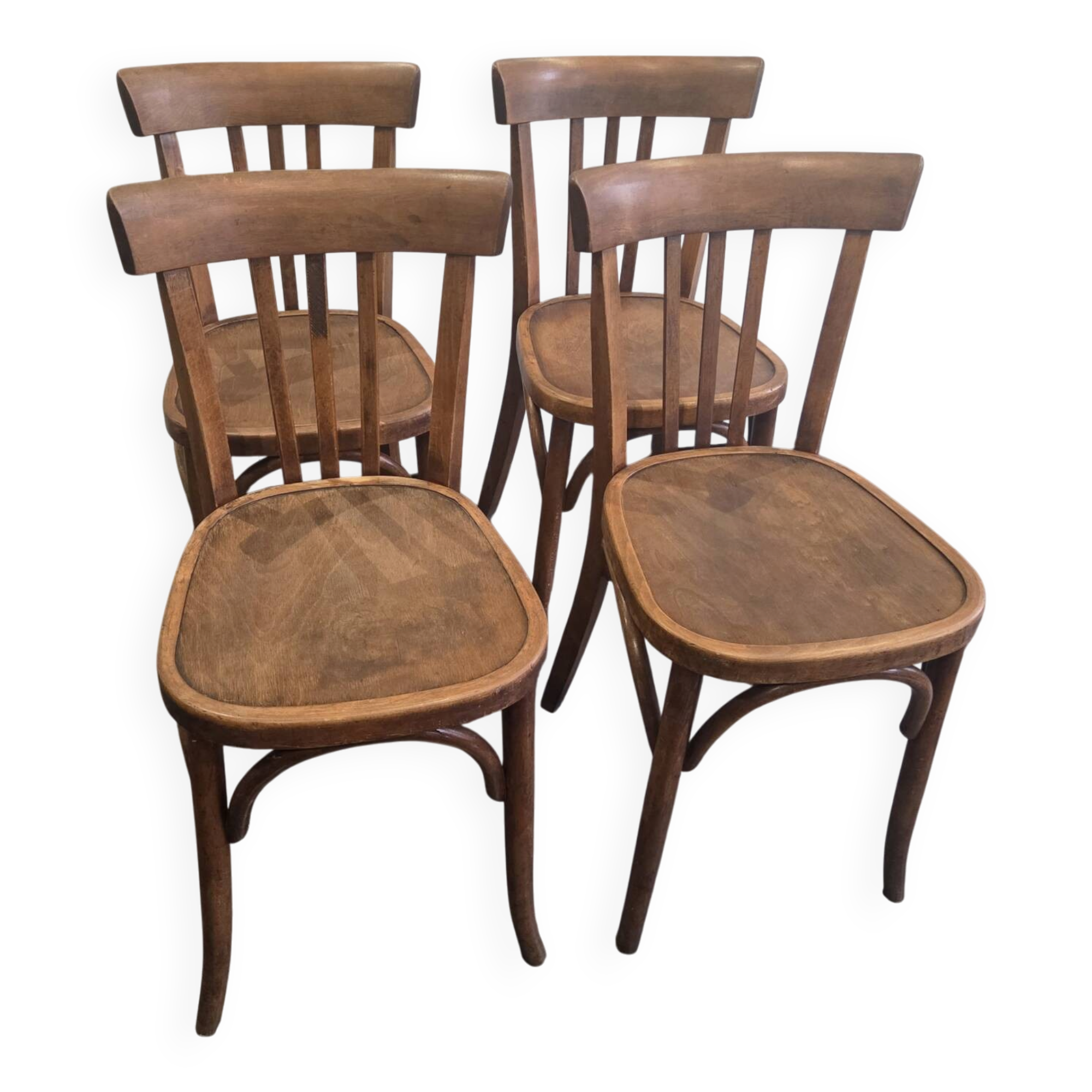 Lot de 4 chaises de bistrot Fischel vintage, années 1970