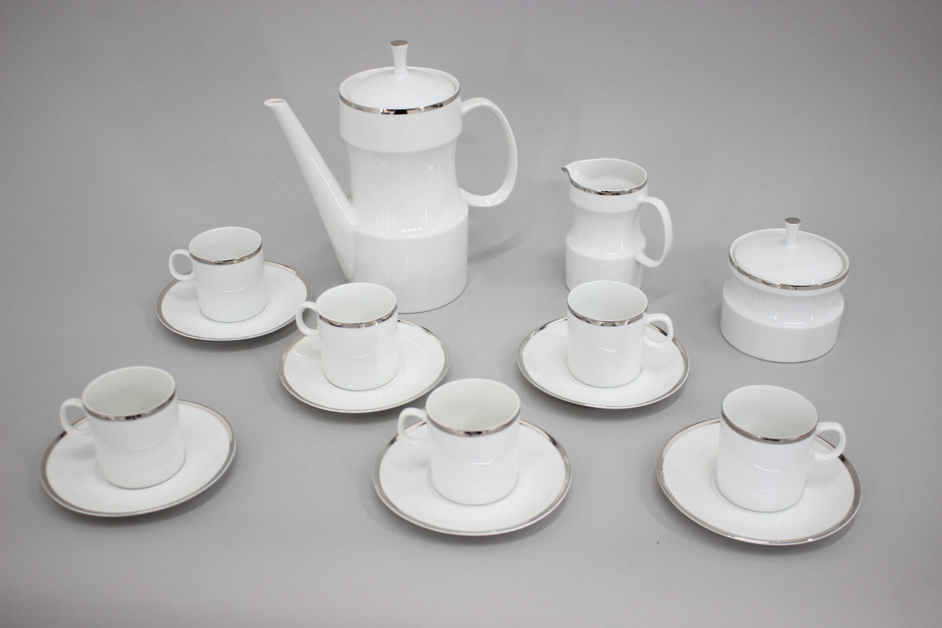 1964 Jaroslav Jezek Exlusive Porcelain Tea Set "Nefertiti", Czechoslovakia