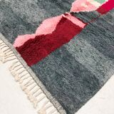 Moroccan Berber Boujaad gray rug with colorful patterns 2.44x1.58m