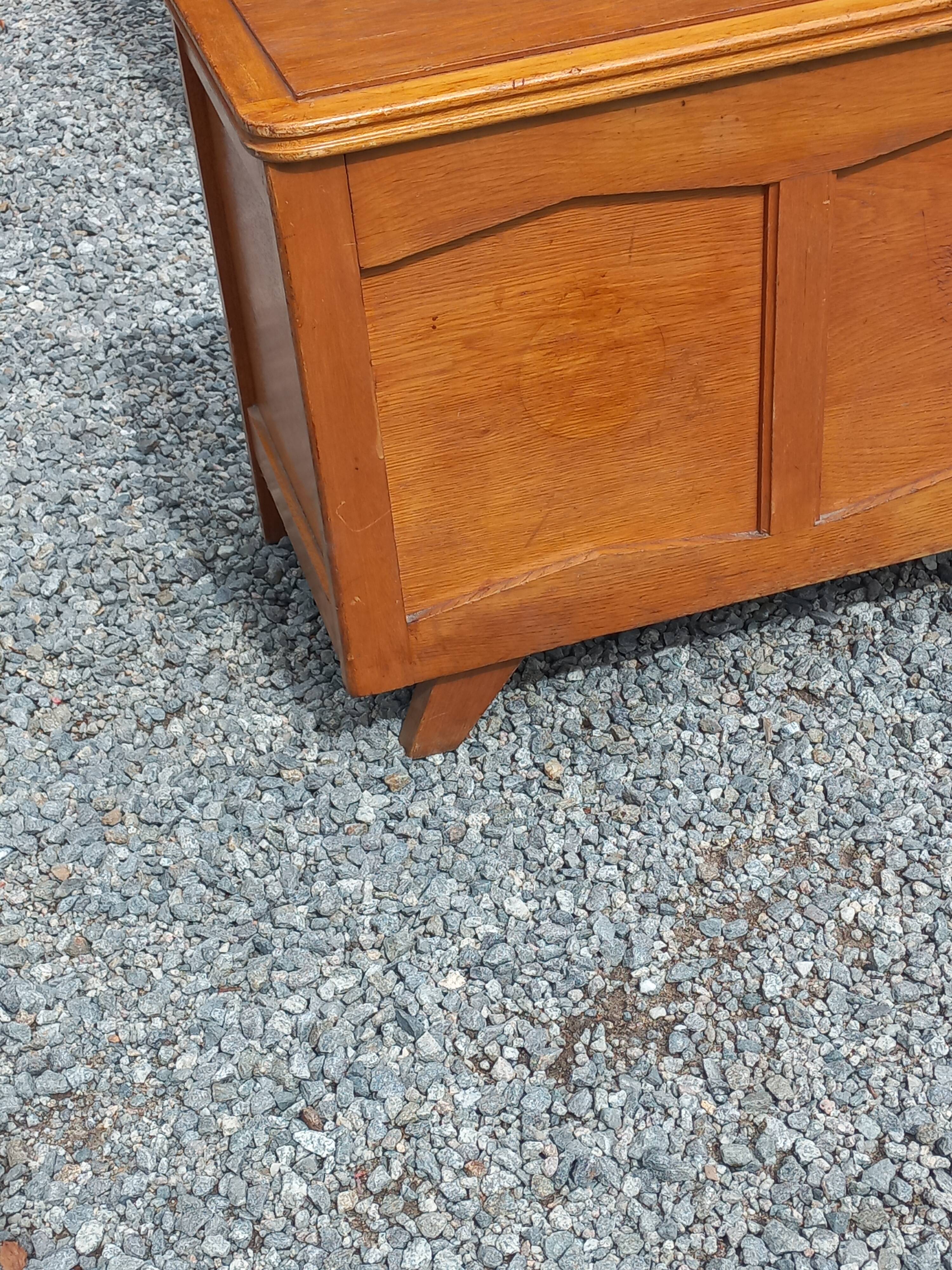 Vintage 1950s oak chest with compass feet