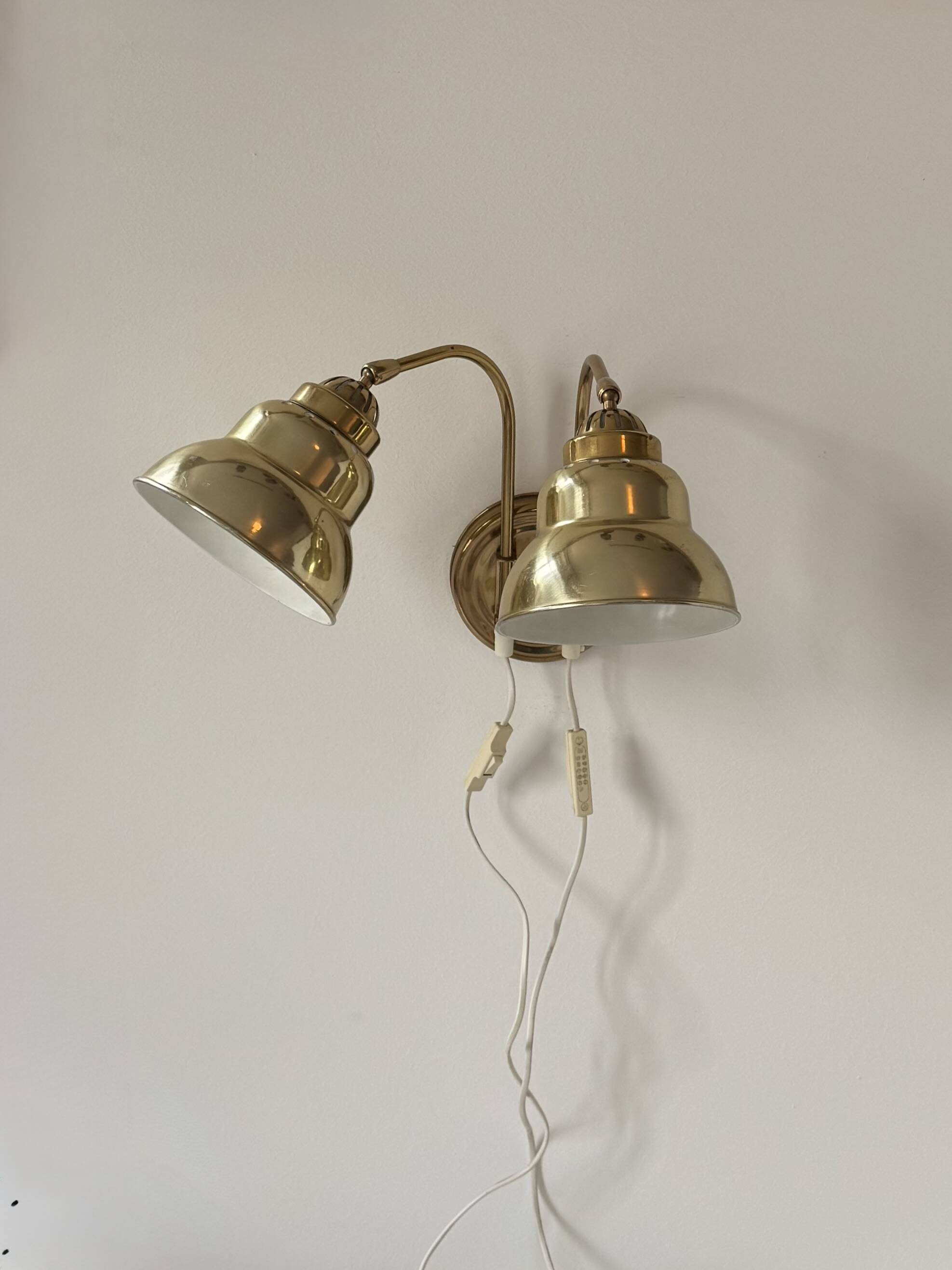 Vintage double brass wall light, Sweden, 1970.