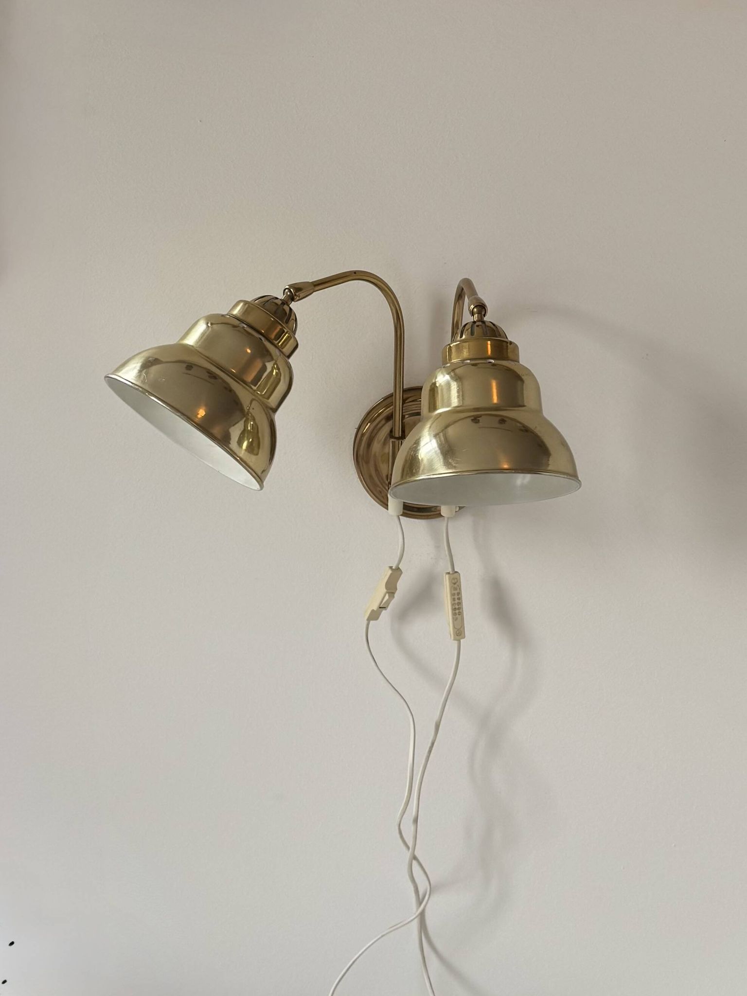 Applique vintage double en laiton, Suède, 1970