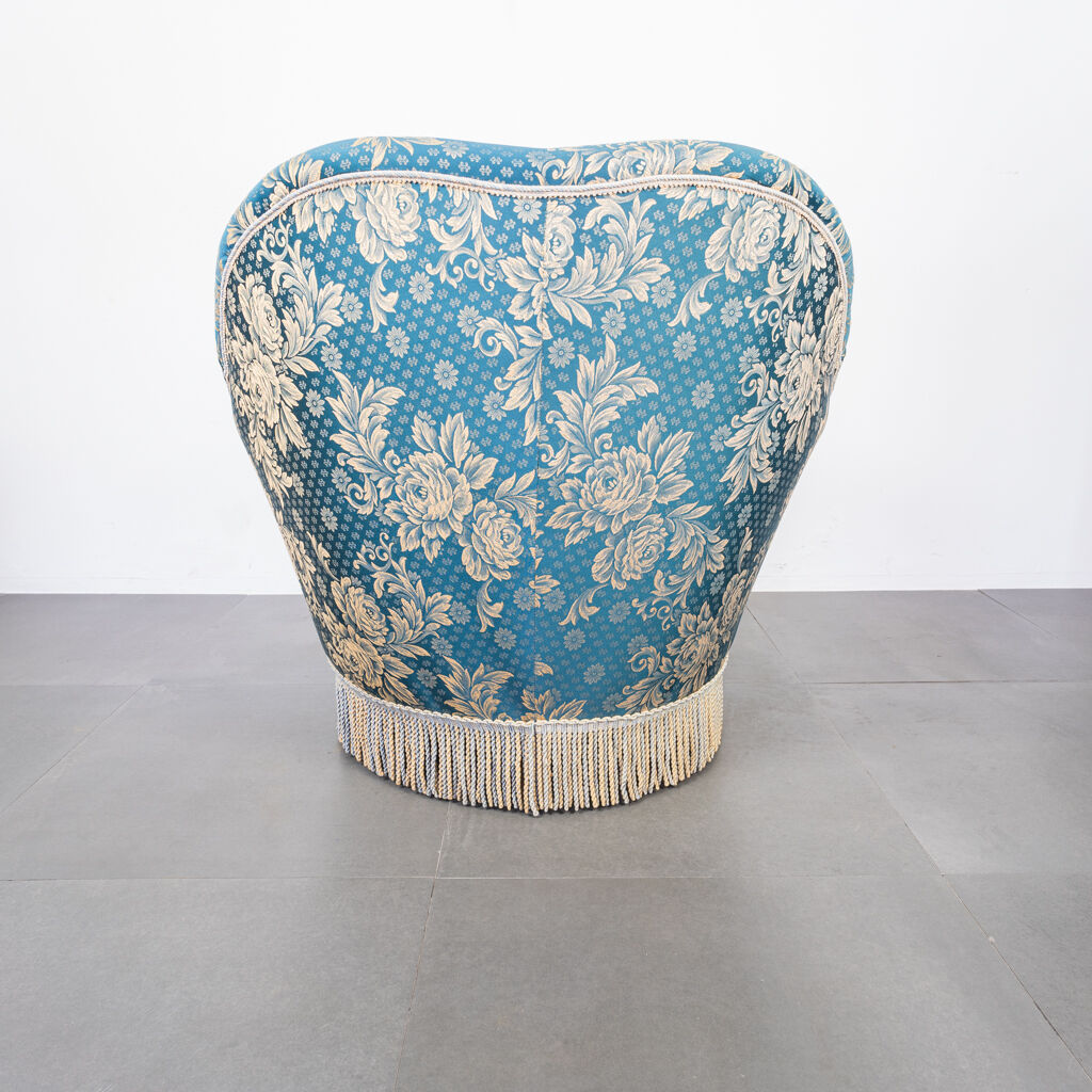 Pair of munari armchairs in antique vintage 1950s fabric