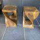Stool no. 1 in solid raw walnut wood, carved from the mass, 1970.