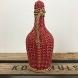Bottle with rattan weaving and vintage scoubidou