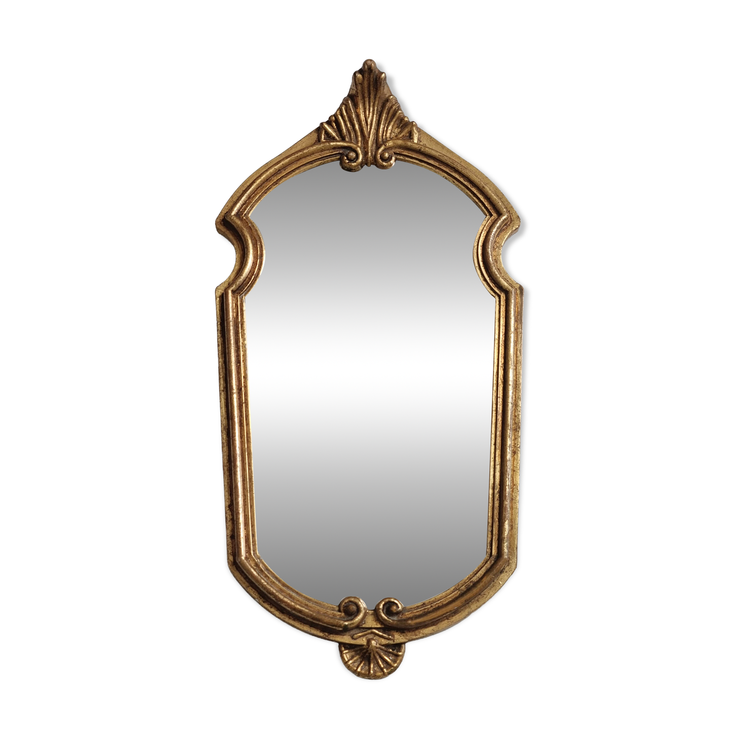 Antique gilded mirror in Louis XVI style with shell decoration 42 x 21 cm