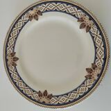 Dish on pedestal Creil & Montereau Mauresque blue brown