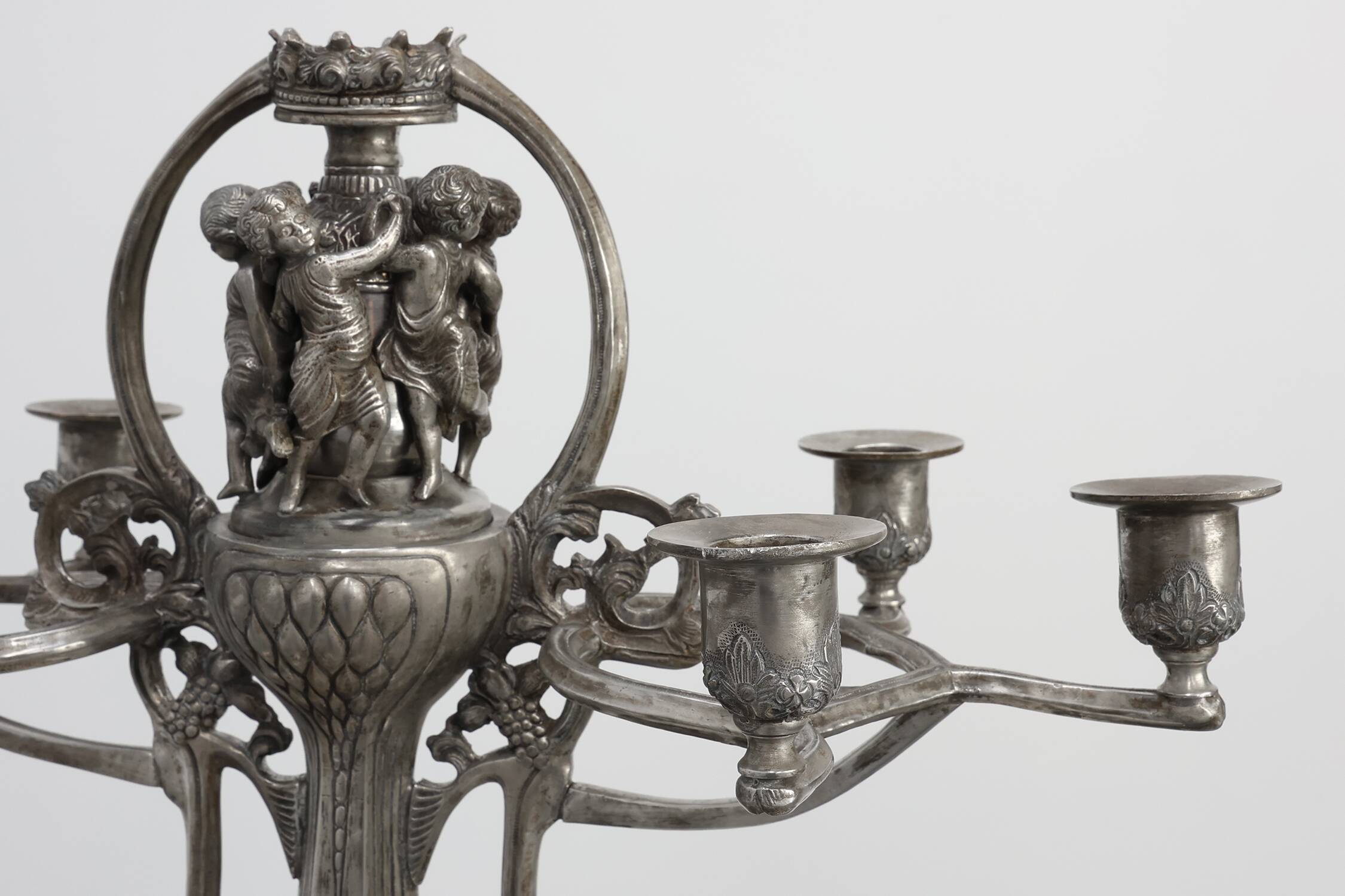 Art Nouveau tin candle holder by Achille Gamba, Italy ca. 1900