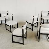 Set of 8 brutalist dining chairs by Emiel Veranneman for Decoene, 1970s