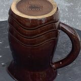Cruche, pichet, pl france, poet laval, ondule, vintage 1950 en céramique émaillée, marron, turquoise