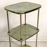 Vintage 50's brass and melamine marble imitation side table