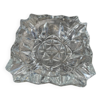 Clear cut glass ashtray 1970