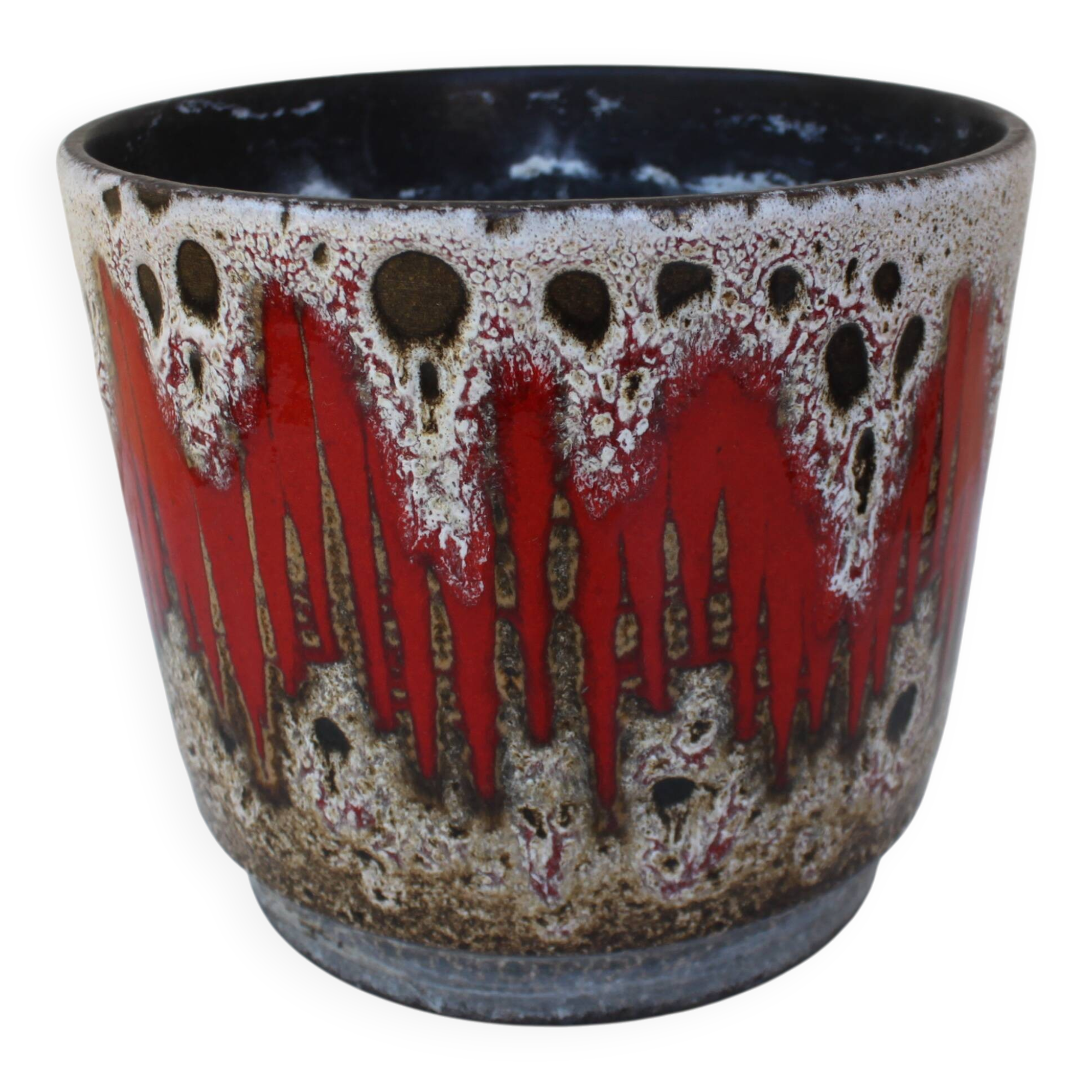 cache-pot 1970 strié rouge