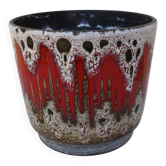 cache pot  1970 strié rouge