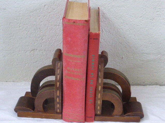 Pair of wood and brass bookand greenhouse, art deco