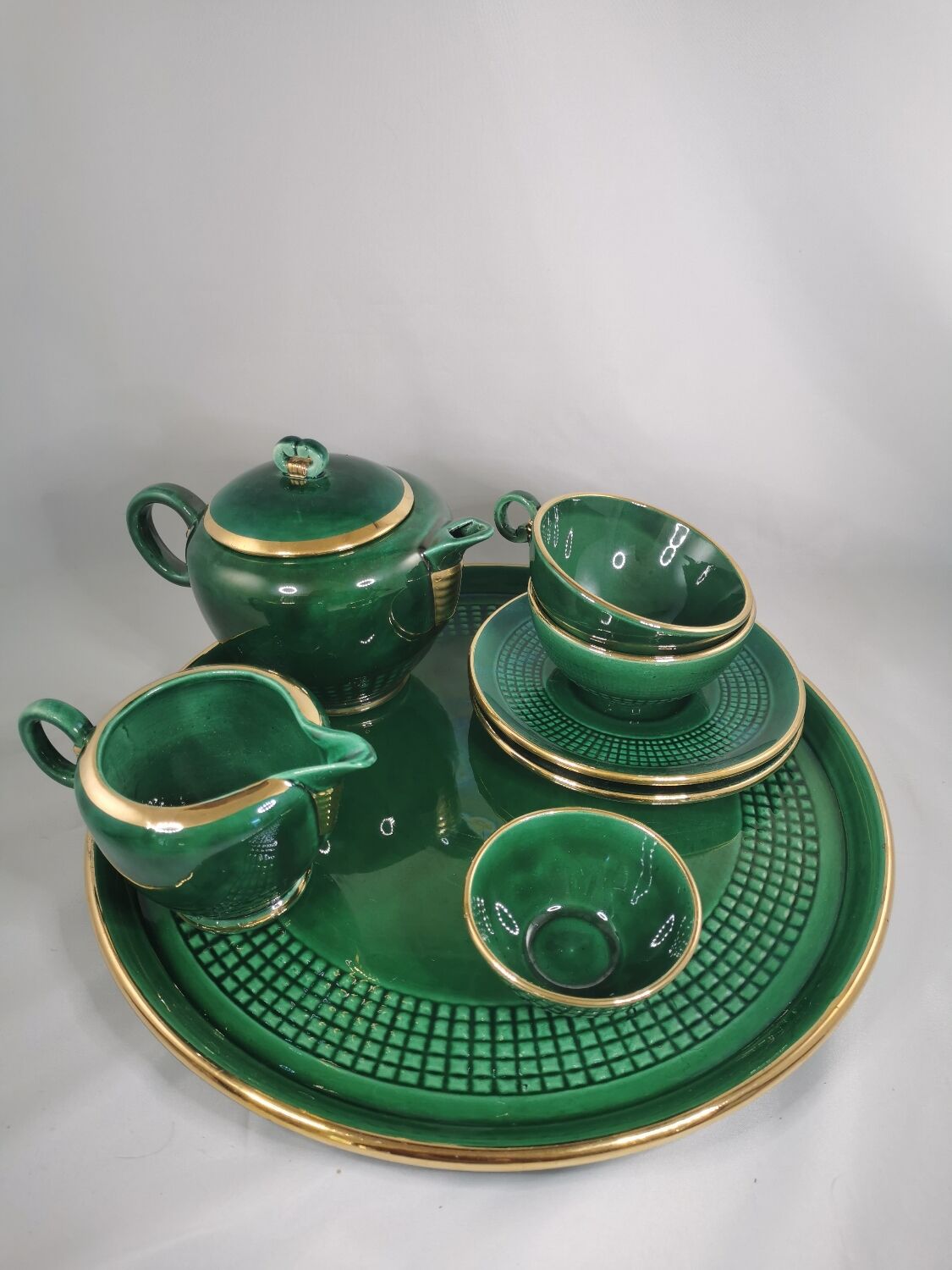 Service à thé DUO, Saint Clément, Vintage, vert