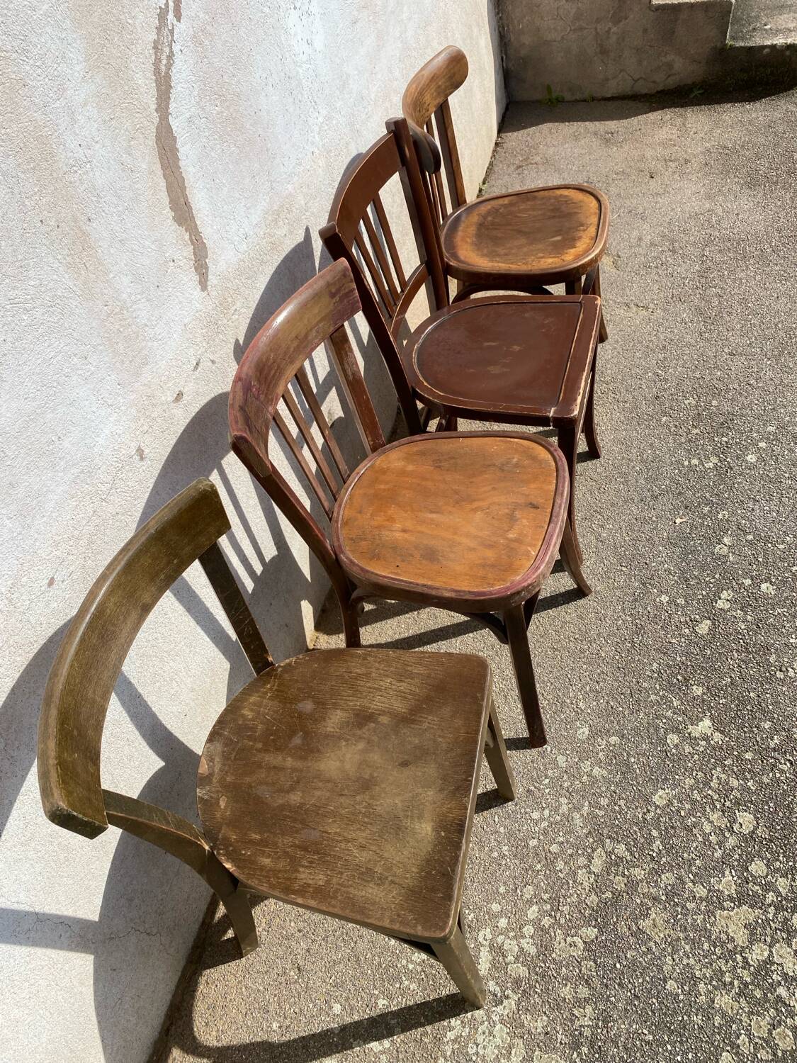 Set of 4 rustic bistro chairs