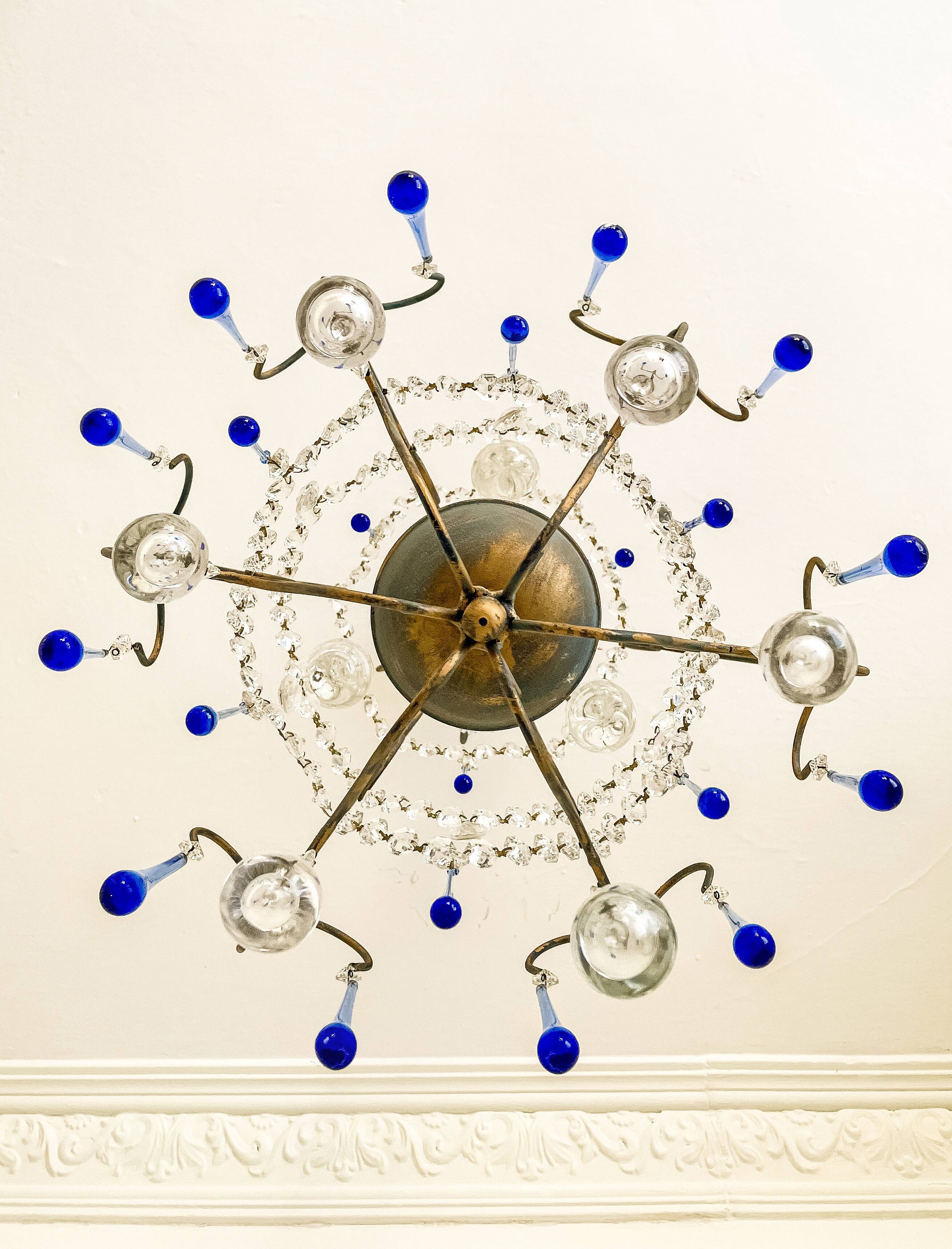 Lustre italien vintage Murano années 60-70, métal doré