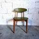 Vintage chair 50s 60s in wood and green skai