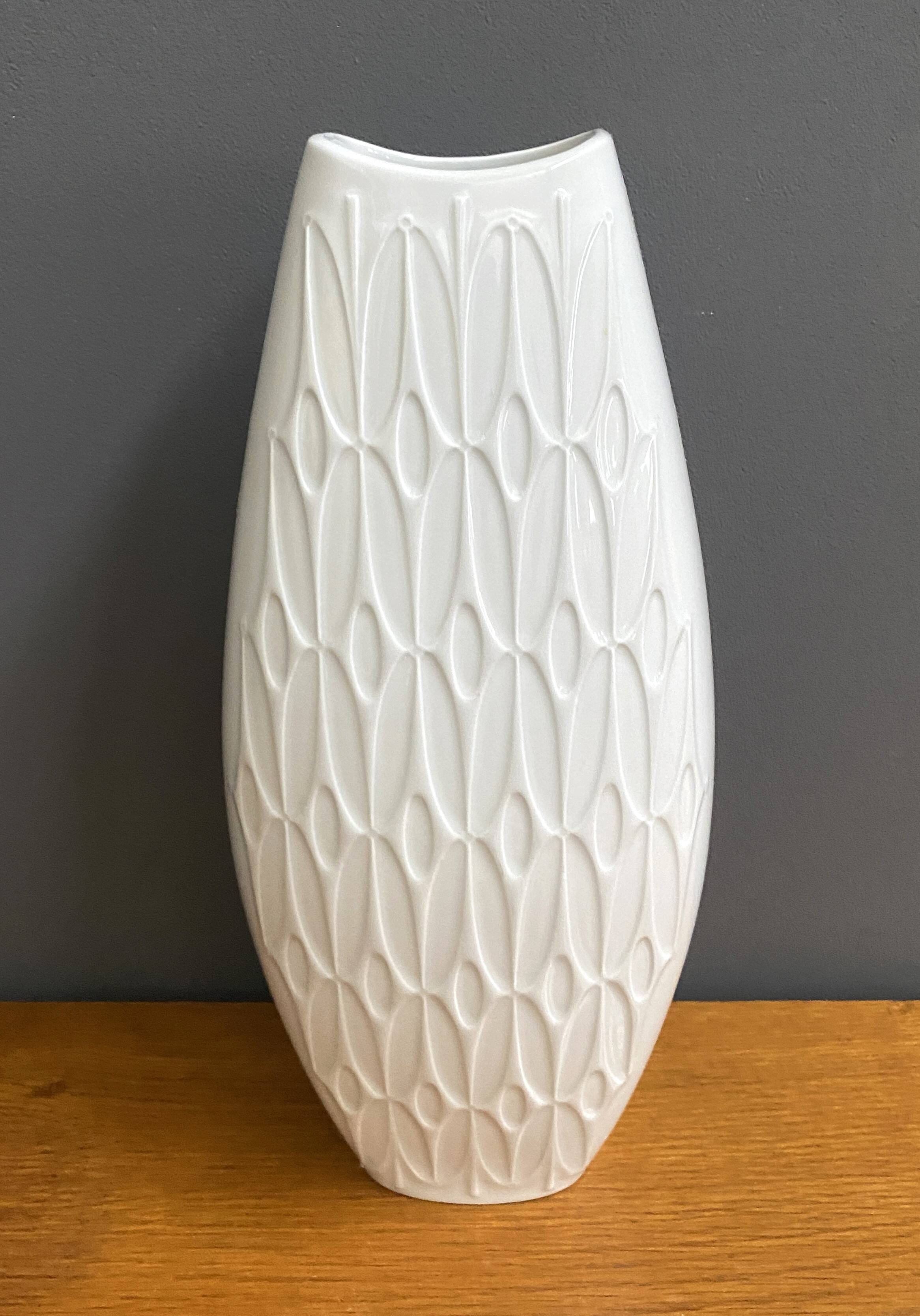 Large vintage white ceramic vase by Alka Kunst Bavaria