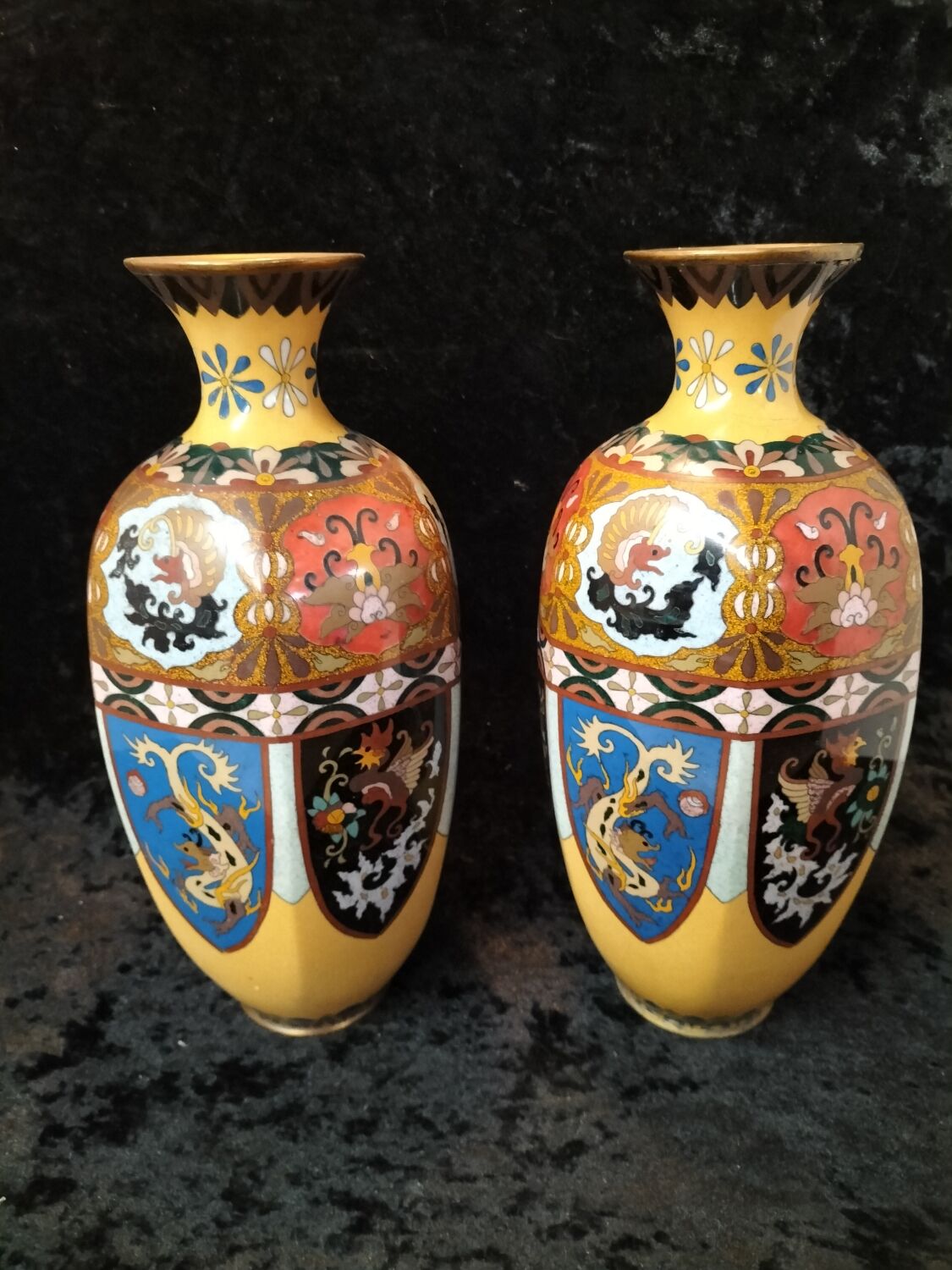 Pair of Japanese cloisonné vases late 19th century