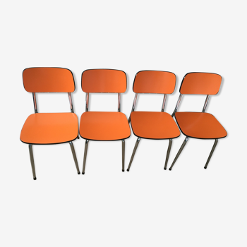 Lot de 4 chaises vintage en formica orange