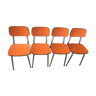 Lot of 4 vintage chairs in orange formica