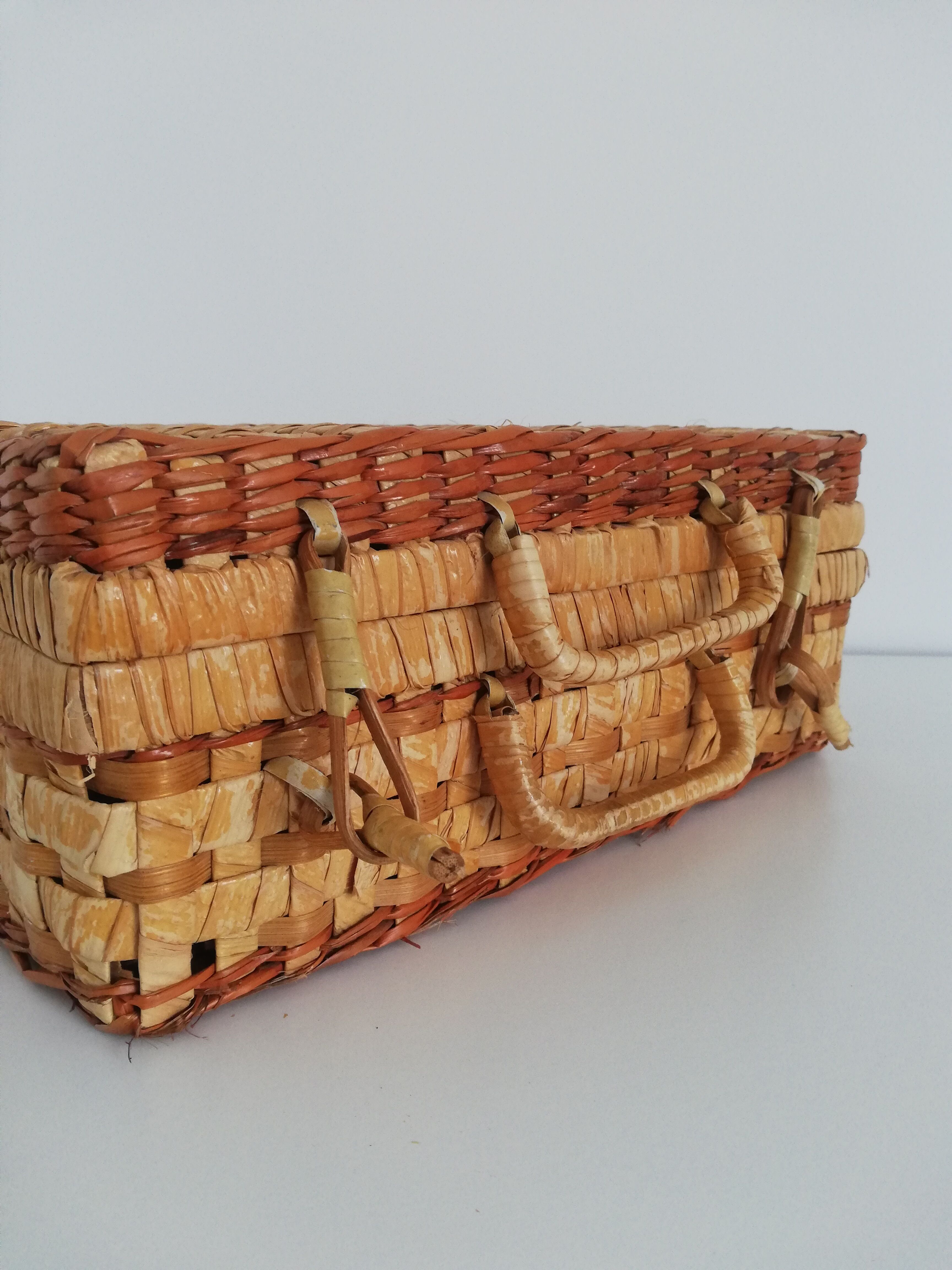 Vintage wicker suitcase