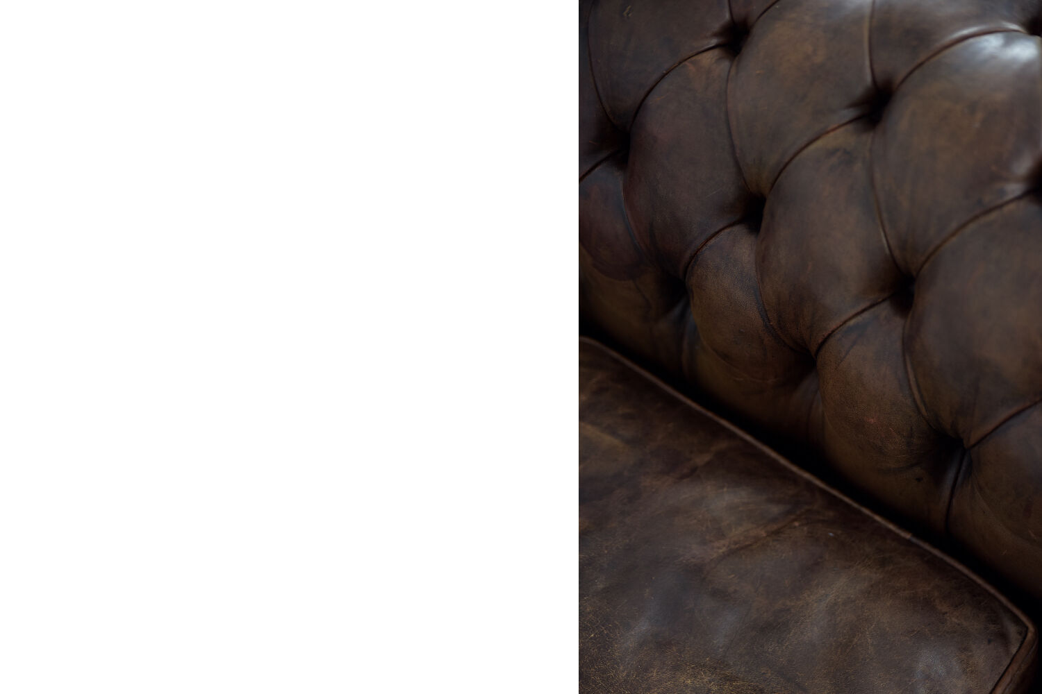 Antique brown leather chesterfield sofa, 1920s