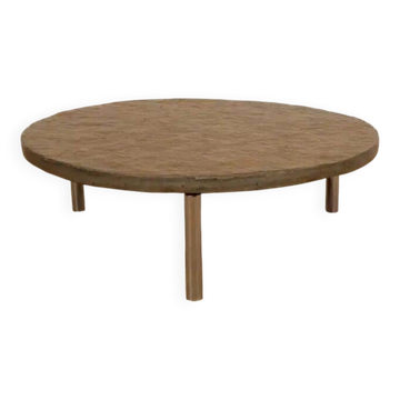 Table basse vintage | Pierre naturelle | Acier inoxydable | Brutaliste
