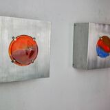 Pair of space-age wall lights, "fusing" glass, Germany, 1970